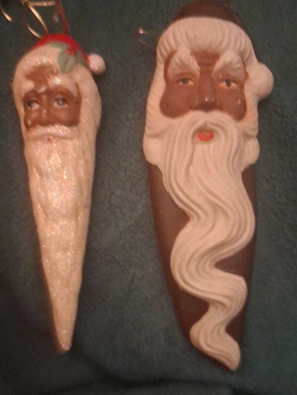 Vintage Style Santa Claus Face Ornaments in Brown, Cream & Red 2 quailty